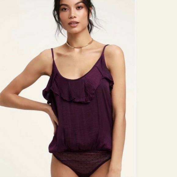 Free People Tops - FREE People Intimately Free People Purple Silky Bodysuit Small P